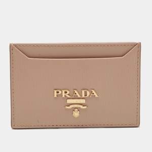 Prada Beige Vitello Move Leather Card Holder