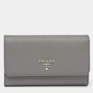 Prada Grey Saffiano Leather Trifold Wallet