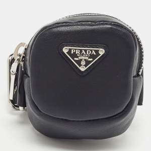 Prada Black Leather Zipped Arm Pouch