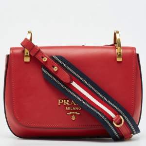 Prada Red Leather Pionniere Saddle Bag