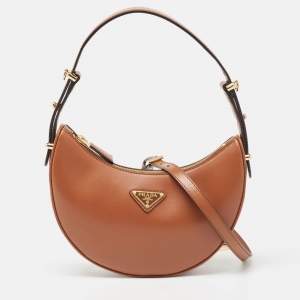 Prada Brown Leather Arque Hobo