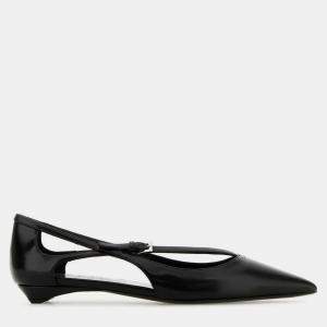 Prada Black Leather Ballet Flats Pumps EU 38