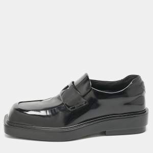Pre Owned Prada Black Brushed Leather Penny Loafers Size 37.5