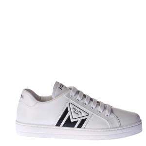 Pre Owned Prada White Soft Calf Leather Sneakers Size EU 40