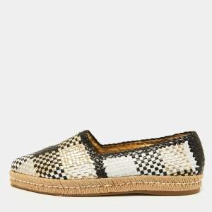 Prada Tricolor Woven Leather Espadrille Flats Size 37.5