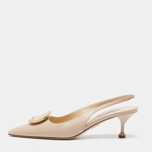 Prada Beige Leather Slingback Pumps Size 39