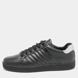 Pre Owned Prada Sport Black Leather Lace Up Sneakers Size 37.5