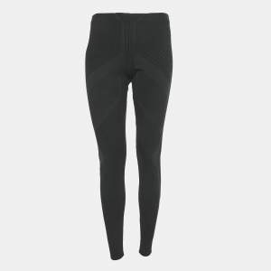 Pre Owned Prada Sports Black Logo Embroidered Technical Jersey leggings S