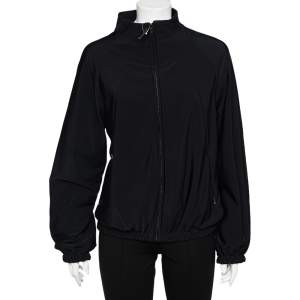 Prada Black Jersey Knit Zip Front Jacket XL