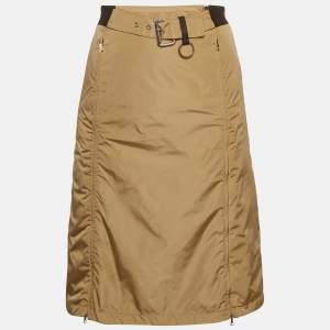 Prada Sport Brown Nylon Zip Detail Knee Length Skirt S