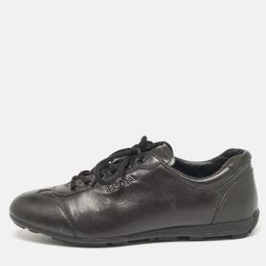 Prada Sport Black Leather Low Top Sneakers Size 36.5