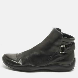 Pre Owned Prada Sport Black Leather High Top Sneakers Size 37