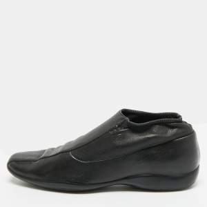 مملوكة مسبقًا Prada Sport Size 38 Black Leather Slip On Sneakers