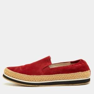 Pre Owned Prada Sport Size 41 Red Suede Espadrille Slip On Sneakers
