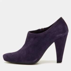 Pre Owned Prada Sport Size 36.5 Dark Purple Suede Ankle Length Boots