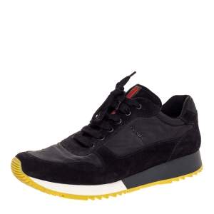 Pre Owned Prada Sport Black Suede And Nylon Lace Up Sneakers Size 41