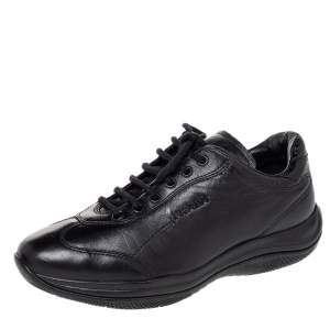 مملوكة مسبقًا Prada Sport Black Leather Low Top Sneakers Size 36.5