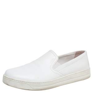 Prada Sport White Leather Slip On Sneakers Size 38.5