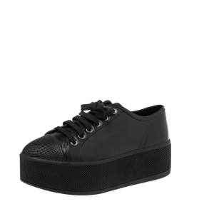 Pre Owned Prada Sports Black Leather Platform Sneakers Size 36.5