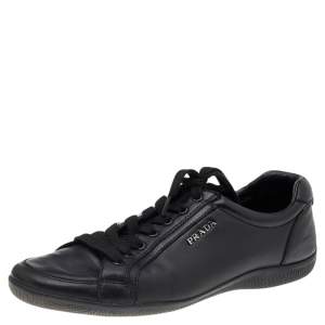 Pre Owned Prada Sport Black Leather Low Top Sneakers Size 39.5