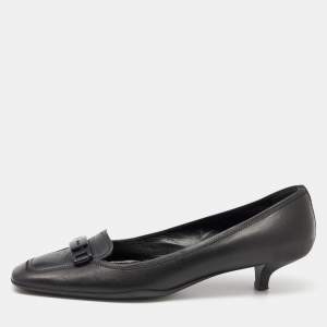 Prada Sport Black Leather Loafer Pumps Size 37