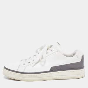 Prada Sport White/Grey Leather Low-Top Sneakers Size 39.5