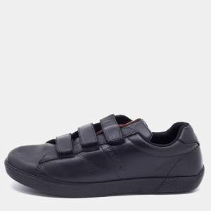 Prada Sport Black Leather Velcro Low Top Sneakers Size 35