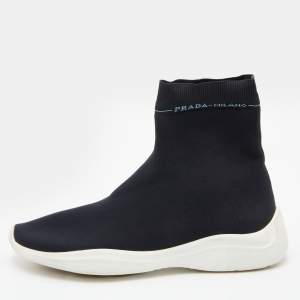 Prada Sport Black Stretch Knit Slip On Sneakers Size 38