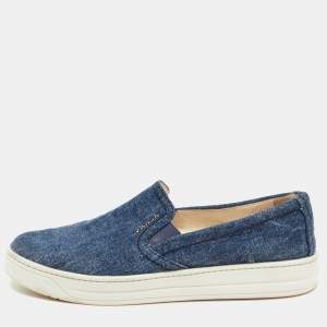 Pre Owned Prada Sport Blue Denim Slip On Sneakers Size 36.5