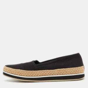 Prada Sport Black Canvas Espadrille Loafers Size 38.5