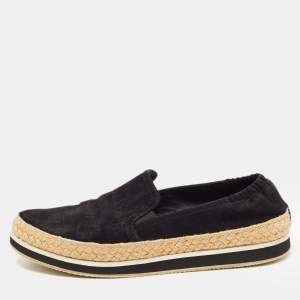 Prada Sport Black Suede Espadrille Sneakers Size 39