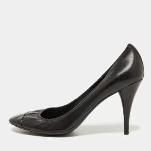 Prada Sport Black Leather and Patent Cap Toe Pumps Size 40