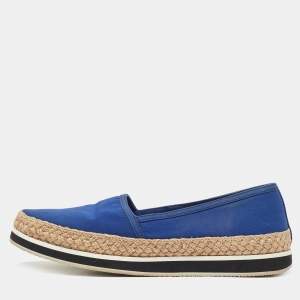 Pre Owned Prada Sport Blue Canvas Espadrille Sneakers Size 38