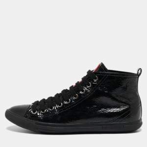 Pre Owned Prada Sport Black Patent High Top Sneakers Size 38
