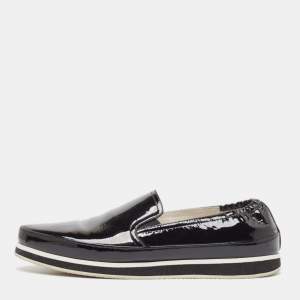 Prada Sport Black Patent Leather Slip On Loafers Size 39