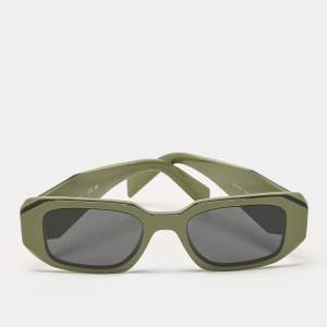 Prada Olive Green/Black SPR17W Symbole Rectangular Sunglasses
