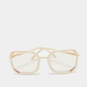 Prada Cream SPR20X Geometric Frame Oversized Sunglasses