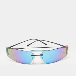 Prada Iridescent Blue/Black Tone SPR61V Rectangular Shield Sunglasses