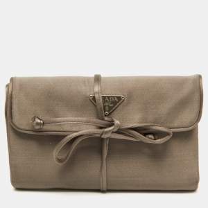Prada Grey Satin Cosmetic Pouch Raso Jewelry Roll