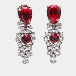 Prada Crystals Silver Tone Earrings