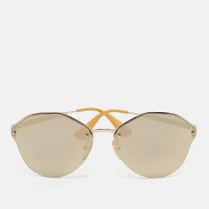 Prada Gold Mirrored SPR64T Geometric Sunglasses
