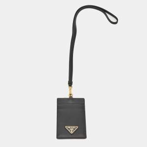 Prada Black Saffiano Leather Badge Holder