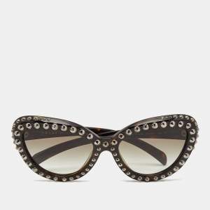 Prada Black Gradient SPR31Q Studded Ornate Cat Eye Sunglasses