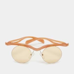 Pre Owned Prada Brown SPR A24 Rimeless Round Sunglasses