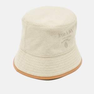 مملوكة مسبقًا Prada Beige Linen Blend Bucket Hat M