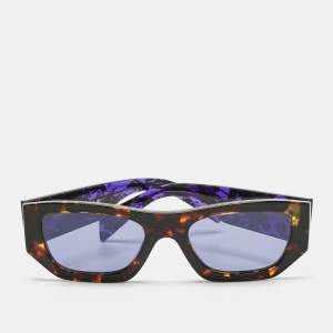 Pre Owned Prada Tortoise Brown/Purple SPR A01 Rectangle Sunglasses