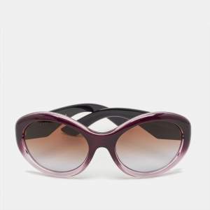 Pre Owned Prada Purple Gradient SPR30P Frame Round Sunglasses