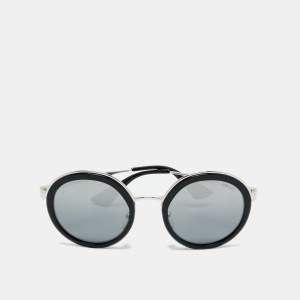 Pre Owned Prada Black Gradient SPR 50T Mirrored Frame Round Sunglasses