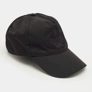 Pre Owned Prada Black Logo Embroidered Re-Nylon Baseball Cap M
