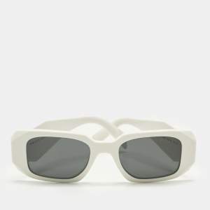 Pre Owned Prada White/Black SPR 17W  Symbole Rectangle Sunglasses